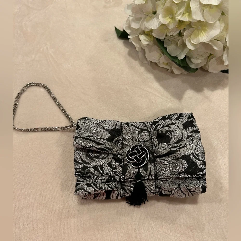 White House Black Market Silver and Black Bow Wristlet, Rare Find - Picture 6 of 6